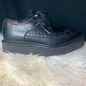 John Fluevog black leather platform creepers size 8 US